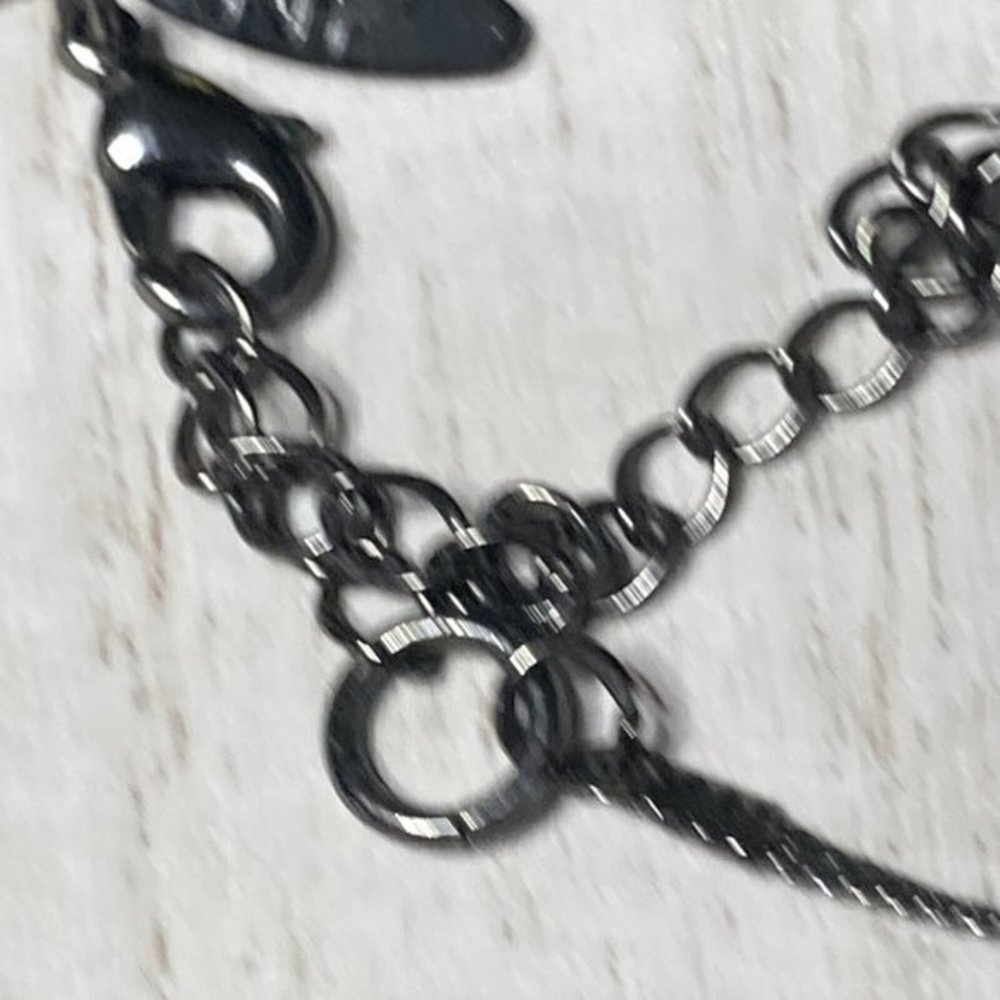 new york 2 strand layers gun metal long Necklace 38" - Picture 7 of 8